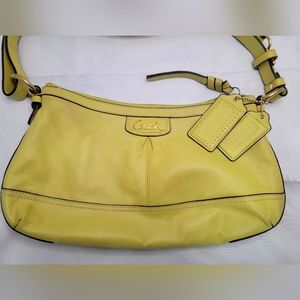 Coach park leather duffle shoulder bag purse yellowish green f19729